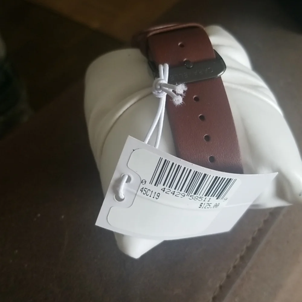 NWT Caravelle by Bulova Men's Brown Leather Strap Watch